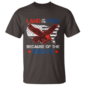 American Patriotic T Shirt Land Of The Free Because Of The Brave TS09 Dark Chocolate Print Your Wear