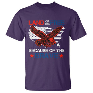 American Patriotic T Shirt Land Of The Free Because Of The Brave TS09 Purple Print Your Wear