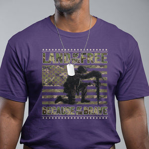 American Patriotic T Shirt Land Of The Free Because Of The Brave TS09 Purple Print Your Wear