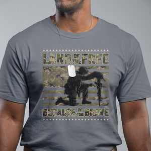 American Patriotic T Shirt Land Of The Free Because Of The Brave TS09 Charcoal Print Your Wear