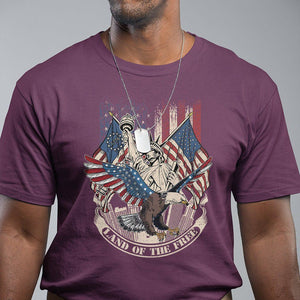 American Patriotic T Shirt Land Of The Free US Betsy Ross Flag Bald Eagle TS02 Maroon Print Your Wear