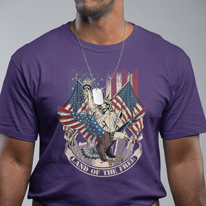 American Patriotic T Shirt Land Of The Free US Betsy Ross Flag Bald Eagle TS02 Purple Print Your Wear