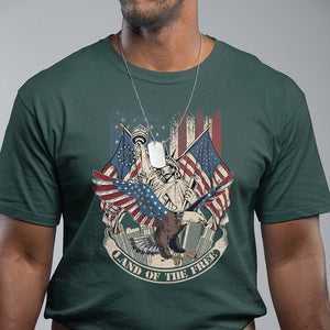 American Patriotic T Shirt Land Of The Free US Betsy Ross Flag Bald Eagle TS02 Dark Forest Green Print Your Wear