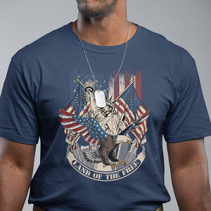 American Patriotic T Shirt Land Of The Free US Betsy Ross Flag Bald Eagle TS02 Navy Print Your Wear