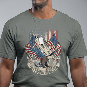 American Patriotic T Shirt Land Of The Free US Betsy Ross Flag Bald Eagle TS02 Military Green Print Your Wear