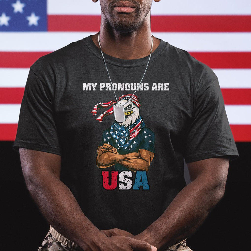 American Patriotic T Shirt My Pronouns Are USA TS02 Dark Heather Printyourwear