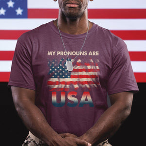 American Patriotic T Shirt My Pronouns Are USA US Flag TS02 Printyourwear