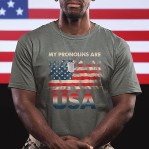 American Patriotic T Shirt My Pronouns Are USA US Flag TS02 Printyourwear