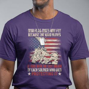 American Patriotic T Shirt Our Flag Does Not Fly Because The Wind Blows Veterans Soldiers US Flag TS02 Purple Print Your Wear