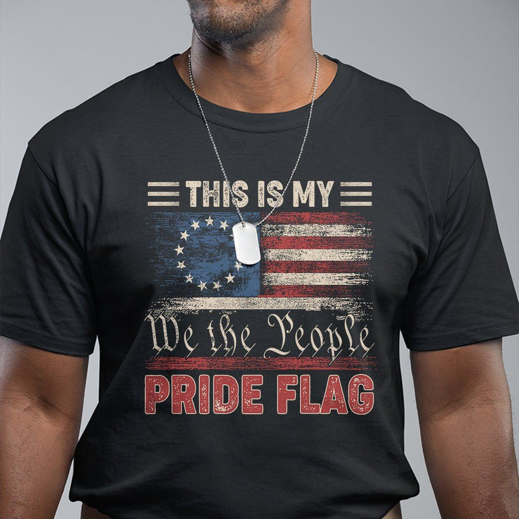 American Patriotic T Shirt This Is My Pride Flag US Flag 4th Of July TS02 Black Print Your Wear