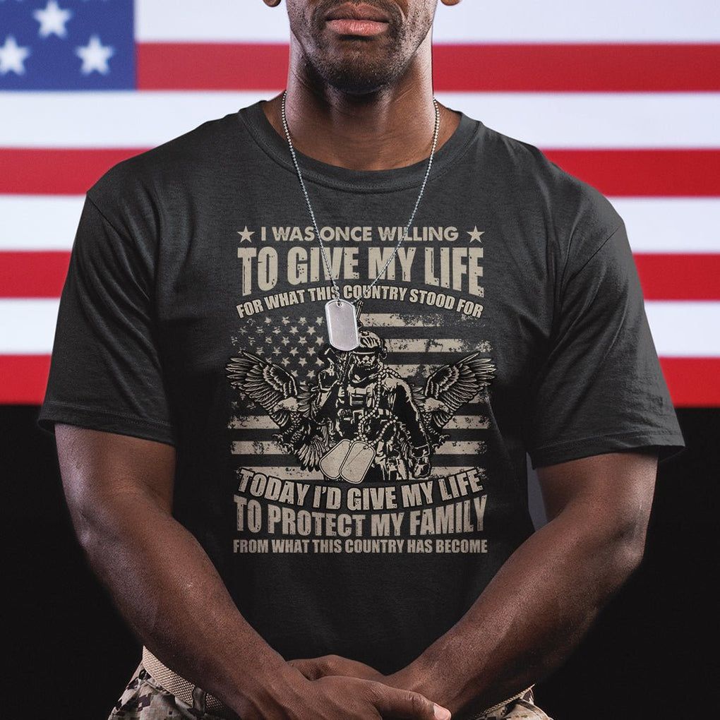 American Patriotic T Shirt Today Id Give My Life To Protect My Family From What This Country Has Become TS02 Dark Heather Printyourwear