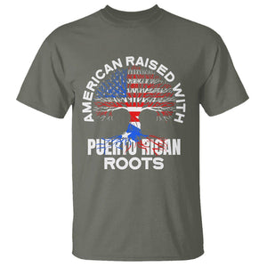 American Raised With Puerto Rican Roots T Shirt TS09 Military Green Print Your Wear