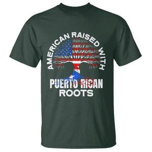 American Raised With Puerto Rican Roots T Shirt TS09 Dark Forest Green Print Your Wear