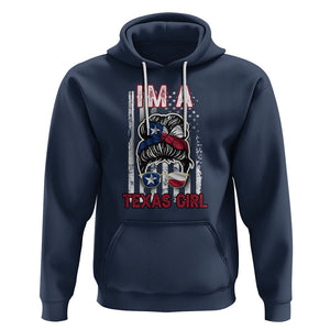 American Texan Hoodie I'm A Texas Girl Messy Bun US Flag Texas Flag TS02 Navy Printyourwear