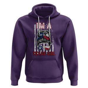 American Texan Hoodie I'm A Texas Girl Messy Bun US Flag Texas Flag TS02 Purple Printyourwear