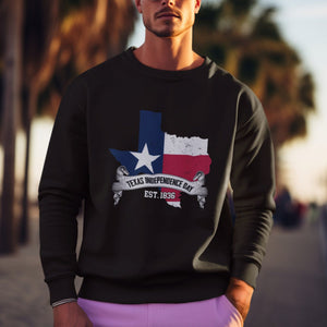 American Texan Sweatshirt Texas Independence Day 1836 Pride Flag Map TS02 Printyourwear