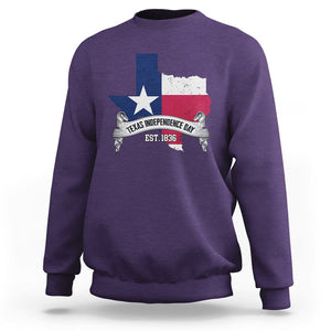 American Texan Sweatshirt Texas Independence Day 1836 Pride Flag Map TS02 Purple Printyourwear