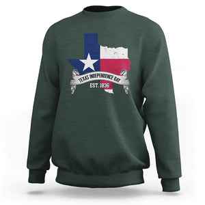 American Texan Sweatshirt Texas Independence Day 1836 Pride Flag Map TS02 Dark Forest Green Printyourwear