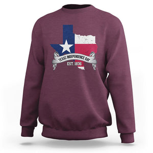 American Texan Sweatshirt Texas Independence Day 1836 Pride Flag Map TS02 Maroon Printyourwear