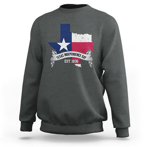 American Texan Sweatshirt Texas Independence Day 1836 Pride Flag Map TS02 Dark Heather Printyourwear