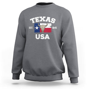 American Texan Sweatshirt Vintage Texas Flag USA EST 1845 Longhorns Souvenir TS02 Charcoal Printyourwear