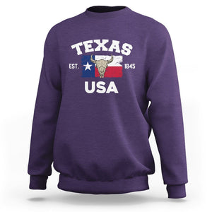 American Texan Sweatshirt Vintage Texas Flag USA EST 1845 Longhorns Souvenir TS02 Purple Printyourwear