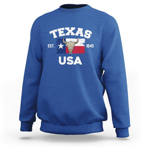 American Texan Sweatshirt Vintage Texas Flag USA EST 1845 Longhorns Souvenir TS02 Royal Blue Printyourwear