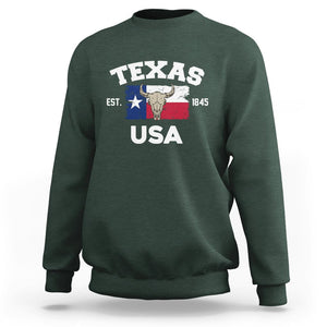 American Texan Sweatshirt Vintage Texas Flag USA EST 1845 Longhorns Souvenir TS02 Dark Forest Green Printyourwear