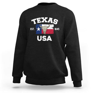 American Texan Sweatshirt Vintage Texas Flag USA EST 1845 Longhorns Souvenir TS02 Black Printyourwear