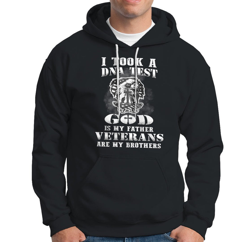 American Veteran Hoodie I Took A DNA Test God Is My Father Veterans Are My Brothers American Eagle TS02 Dark Heather Printyourwear