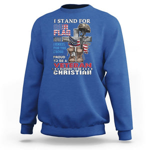 American Veteran Sweatshirt I Stand For Our Flag I Kneel For The Cross Blessed To Be Christian TS02 Printyourwear