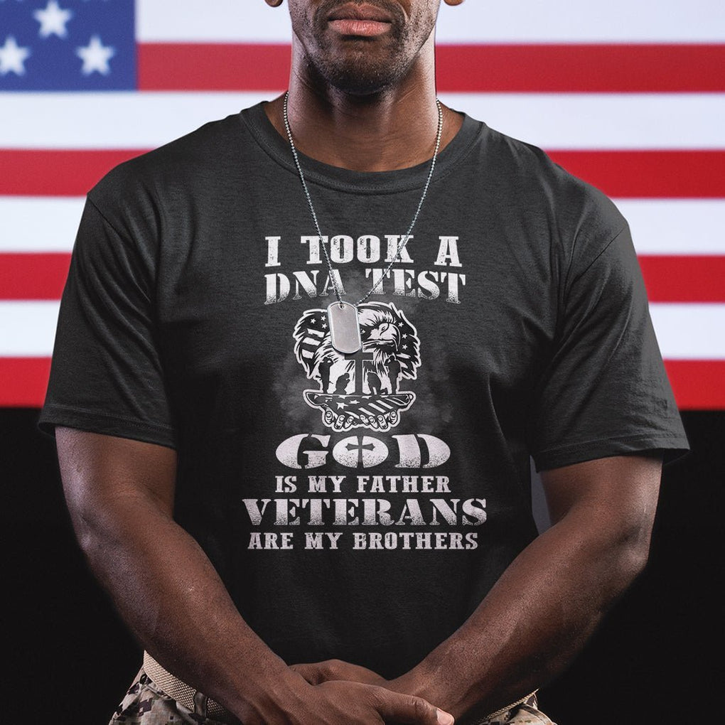 American Veteran T Shirt I Took A DNA Test God Is My Father Veterans Are My Brothers American Eagle TS02 Dark Heather Printyourwear