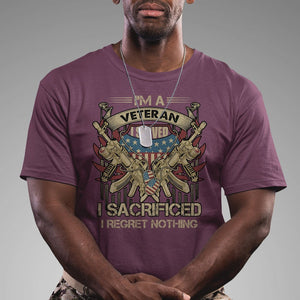 American Veteran T Shirt Patriot I Served I Sacrificed I Regret Nothing I'm A Veteran TS02 Printyourwear