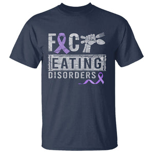 Anorexia Awareness T Shirt FxxK Eating Disorders Purple Ribbon TS09 Navy Printyourwear