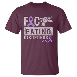 Anorexia Awareness T Shirt FxxK Eating Disorders Purple Ribbon TS09 Maroon Printyourwear