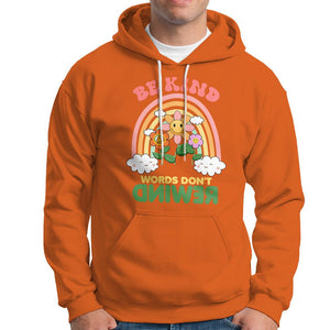 Anti Bullying Hoodie Be Kind Words Don't Rewind Rainbow TS02 Orange Printyourwear