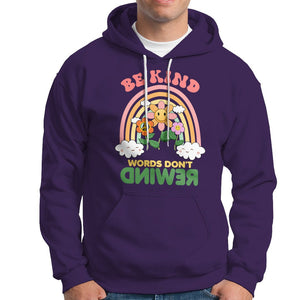 Anti Bullying Hoodie Be Kind Words Don't Rewind Rainbow TS02 Purple Printyourwear