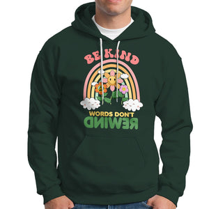 Anti Bullying Hoodie Be Kind Words Don't Rewind Rainbow TS02 Dark Forest Green Printyourwear