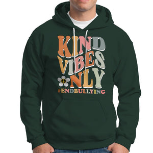 Anti Bullying Hoodie Kind Vibes Only End Bullying Retro Groovy TS02 Dark Forest Green Printyourwear