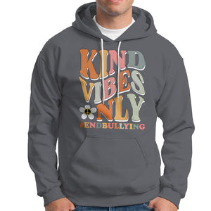 Anti Bullying Hoodie Kind Vibes Only End Bullying Retro Groovy TS02 Charcoal Printyourwear