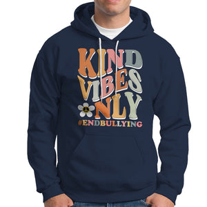 Anti Bullying Hoodie Kind Vibes Only End Bullying Retro Groovy TS02 Navy Printyourwear