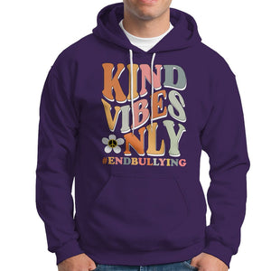 Anti Bullying Hoodie Kind Vibes Only End Bullying Retro Groovy TS02 Purple Printyourwear