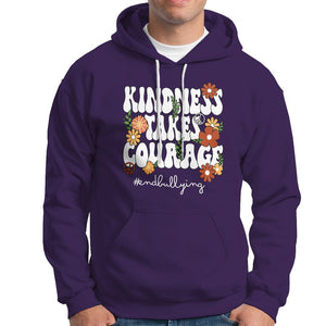 Anti Bullying Hoodie Kindness Takes Courage End Bullying Groovy Flower TS02 Purple Printyourwear