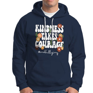 Anti Bullying Hoodie Kindness Takes Courage End Bullying Groovy Flower TS02 Navy Printyourwear