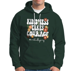 Anti Bullying Hoodie Kindness Takes Courage End Bullying Groovy Flower TS02 Dark Forest Green Printyourwear