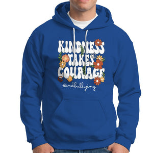 Anti Bullying Hoodie Kindness Takes Courage End Bullying Groovy Flower TS02 Royal Blue Printyourwear