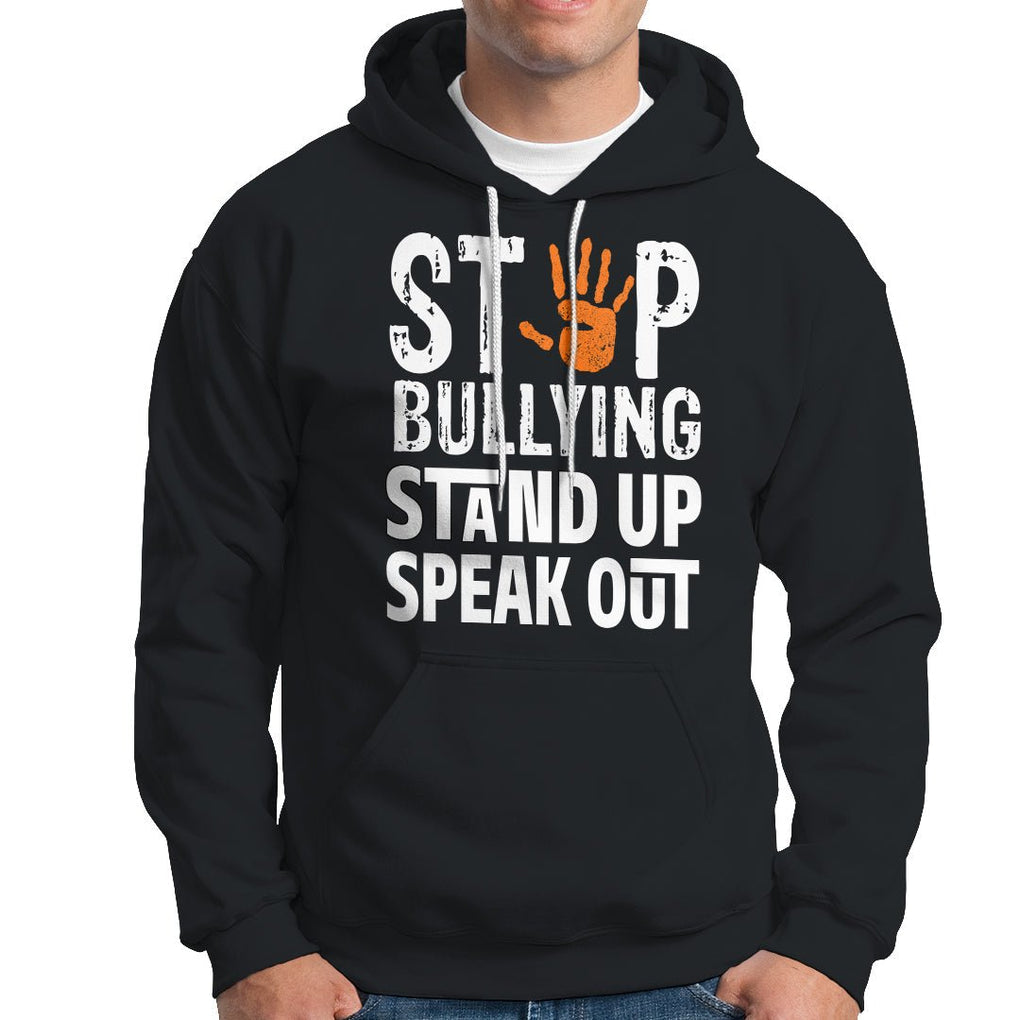 Anti Bullying Hoodie Stop Bullying Orange Stand Up Speak Out TS02 Black Printyourwear