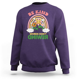 Anti Bullying Sweatshirt Be Kind Words Don't Rewind Rainbow TS02 Purple Printyourwear