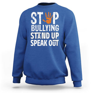 Anti Bullying Sweatshirt Stop Bullying Orange Stand Up Speak Out TS02 Royal Blue Printyourwear