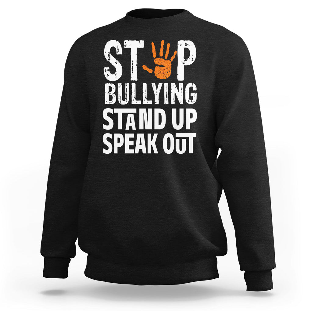 Anti Bullying Sweatshirt Stop Bullying Orange Stand Up Speak Out TS02 Black Printyourwear